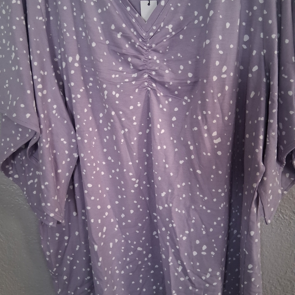 Chico's NWT Touch Of Cool Cloud Shirred Flutter Tee Gentle Lavender 4/XXL - Picture 4 of 7